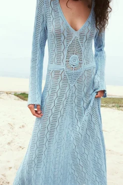 Discount VESTIDO PUNTO POINTELLE Mujer Vestidos|Cárdigan / Jerséis