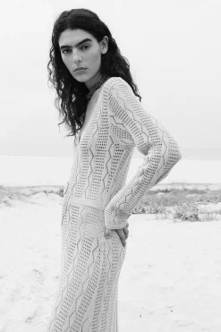 Discount VESTIDO PUNTO POINTELLE Mujer Vestidos|Cárdigan / Jerséis