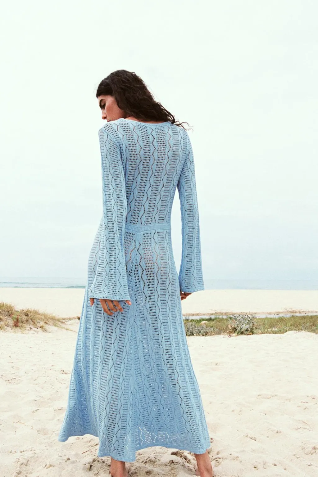 Discount VESTIDO PUNTO POINTELLE Mujer Vestidos|Cárdigan / Jerséis