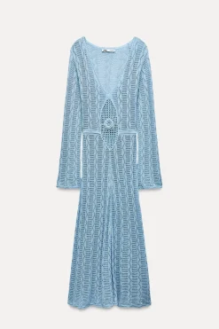 Discount VESTIDO PUNTO POINTELLE Mujer Vestidos|Cárdigan / Jerséis