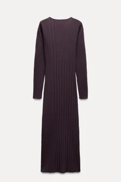 Hot VESTIDO PUNTO RIB COMBINADO Mujer Vestidos|Cárdigan / Jerséis