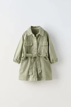 Niños ZARA 1½ - 6 Años·Vestidos / Petos|6 - 18 Meses·Vestidos / Monos<VESTIDO SARGA CINTURÓN