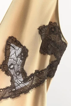 Outlet VESTIDO SATINADO ENCAJE Mujer Vestidos|Lenceria