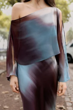 Discount VESTIDO SATINADO ESTAMPADO CAPA Mujer Vestidos