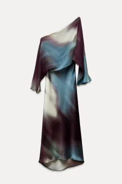 Discount VESTIDO SATINADO ESTAMPADO CAPA Mujer Vestidos