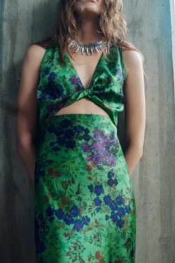 Discount VESTIDO SATINADO ESTAMPADO FLORAL Mujer Vestidos