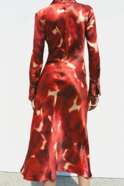 Hot VESTIDO SATINADO ESTAMPADO ZW COLLECTION Mujer Vestidos