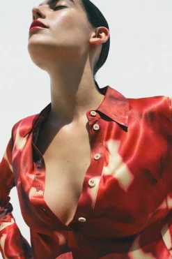 Hot VESTIDO SATINADO ESTAMPADO ZW COLLECTION Mujer Vestidos