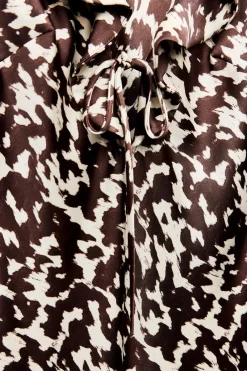 Outlet VESTIDO SATINADO ESTAMPADO VOLANTES Mujer Vestidos