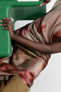 Outlet VESTIDO SATINADO ESTAMPADO TIE DYE Mujer Vestidos