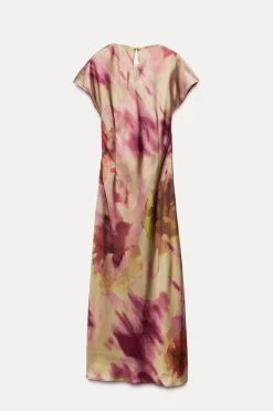 Outlet VESTIDO SATINADO ESTAMPADO TIE DYE Mujer Vestidos
