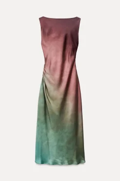 New VESTIDO SATINADO MIDI TIE DYE Mujer Vestidos