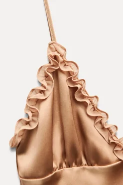 Outlet VESTIDO SATINADO VOLANTES COMBINADOS Mujer Vestidos