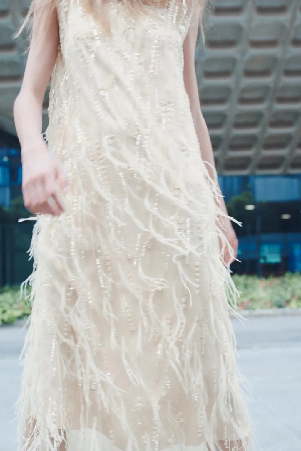 Fashion VESTIDO SEMITRANSPARENTE PLUMAS LENTEJUELAS Mujer Vestidos|Cárdigan / Jerséis