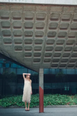 Fashion VESTIDO SEMITRANSPARENTE PLUMAS LENTEJUELAS Mujer Vestidos|Cárdigan / Jerséis