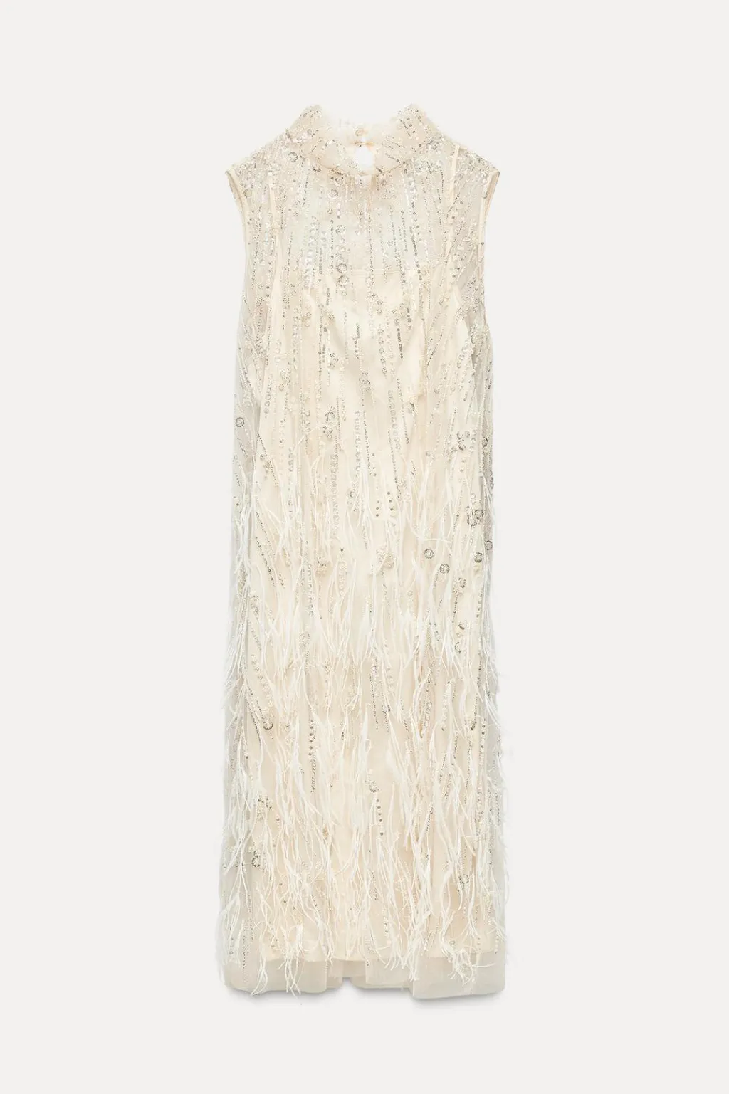 Fashion VESTIDO SEMITRANSPARENTE PLUMAS LENTEJUELAS Mujer Vestidos|Cárdigan / Jerséis