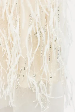 Fashion VESTIDO SEMITRANSPARENTE PLUMAS LENTEJUELAS Mujer Vestidos|Cárdigan / Jerséis