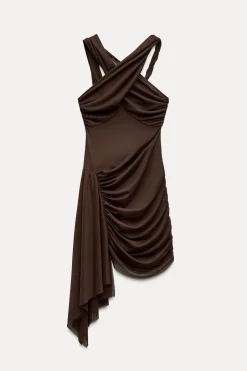 Best VESTIDO TUL DRAPEADO ASIMÉTRICO Mujer Vestidos