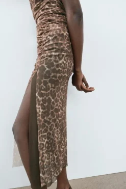 Sale VESTIDO TUL ESTAMPADO ANIMAL Mujer Vestidos