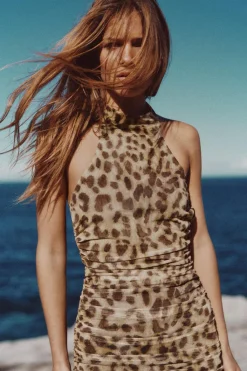 Discount VESTIDO TUL ESTAMPADO ANIMAL Mujer Vestidos