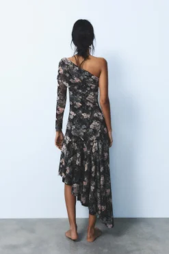 Online VESTIDO TUL ESTAMPADO ASIMÉTRICO Mujer Vestidos