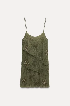 Sale VESTIDO TUL VOLANTES ABALORIOS Mujer Vestidos