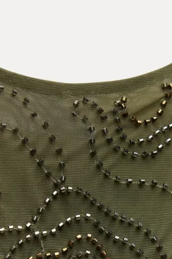 Sale VESTIDO TUL VOLANTES ABALORIOS Mujer Vestidos