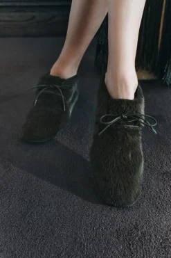 Hot ZAPATO PLANO EFECTO PELO Mujer Zapatos