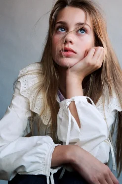 Niños ZARA Z3D +14 Años·Partes De Arriba<Z3D BLUSA ROMÁNTICA VOLANTE PUNTILLA