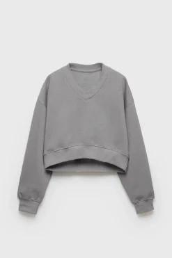 Mujer/Niños ZARA Z3D +14 Años·Partes De Arriba<Z3D SUDADERA CROPPED CUELLO PICO